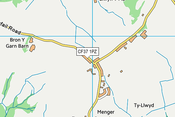 CF37 1PZ map - OS VectorMap District (Ordnance Survey)