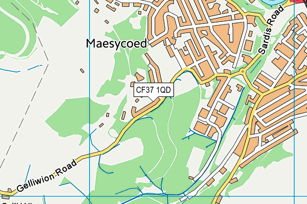 CF37 1QD map - OS VectorMap District (Ordnance Survey)