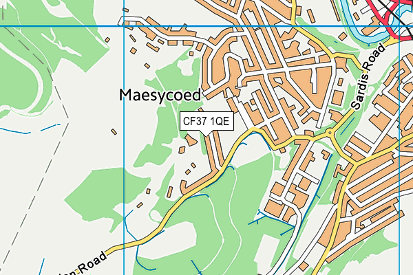 CF37 1QE map - OS VectorMap District (Ordnance Survey)