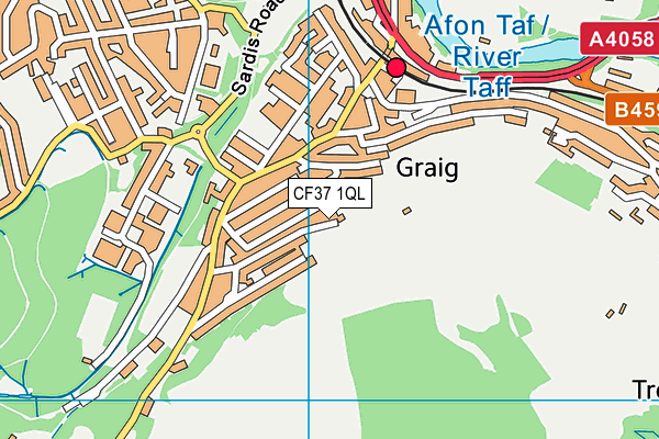 CF37 1QL map - OS VectorMap District (Ordnance Survey)