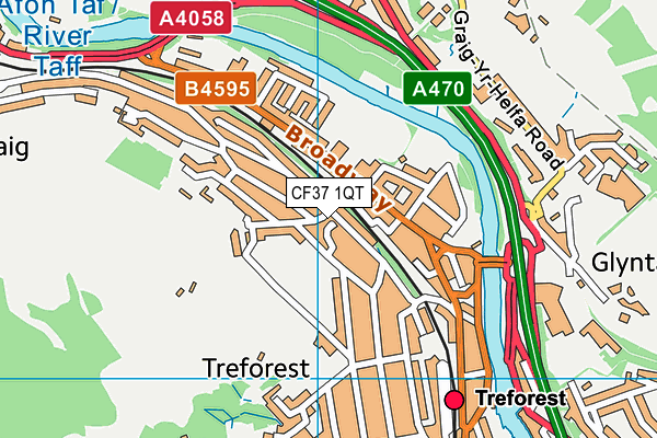 CF37 1QT map - OS VectorMap District (Ordnance Survey)