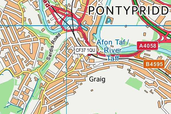 CF37 1QU map - OS VectorMap District (Ordnance Survey)