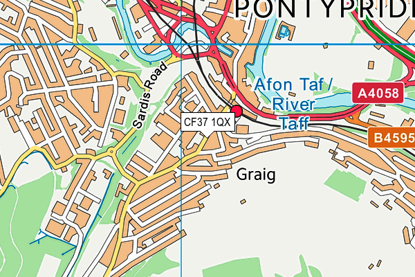 CF37 1QX map - OS VectorMap District (Ordnance Survey)