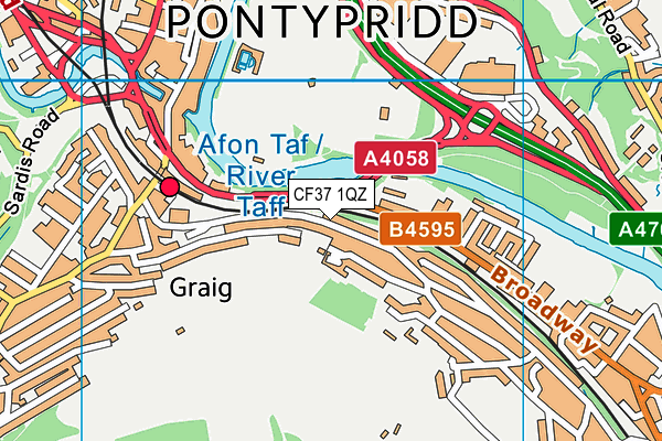 CF37 1QZ map - OS VectorMap District (Ordnance Survey)