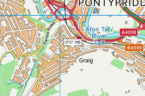 CF37 1RB map - OS VectorMap District (Ordnance Survey)