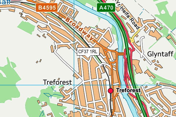 CF37 1RL map - OS VectorMap District (Ordnance Survey)