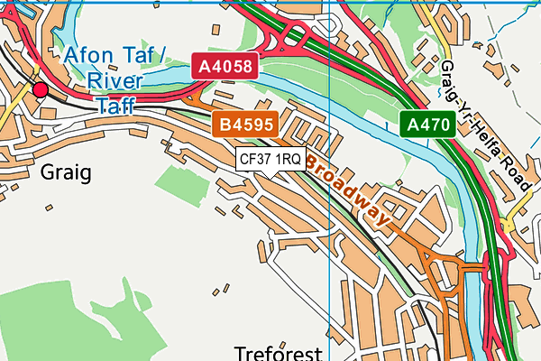 CF37 1RQ map - OS VectorMap District (Ordnance Survey)