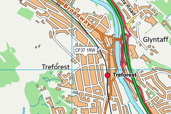CF37 1RW map - OS VectorMap District (Ordnance Survey)