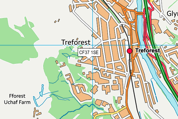 CF37 1SE map - OS VectorMap District (Ordnance Survey)