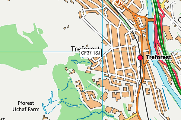 CF37 1SJ map - OS VectorMap District (Ordnance Survey)
