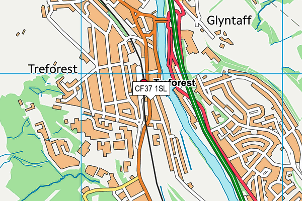 CF37 1SL map - OS VectorMap District (Ordnance Survey)