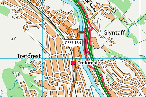 CF37 1SN map - OS VectorMap District (Ordnance Survey)