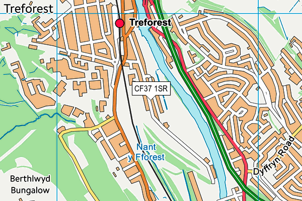 CF37 1SR map - OS VectorMap District (Ordnance Survey)