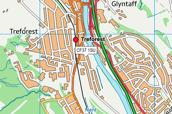 CF37 1SU map - OS VectorMap District (Ordnance Survey)