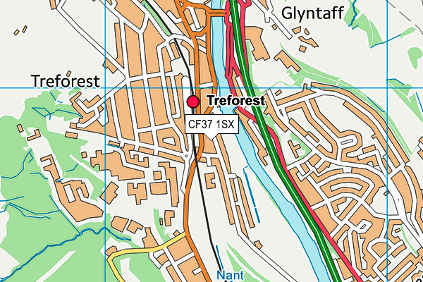 CF37 1SX map - OS VectorMap District (Ordnance Survey)