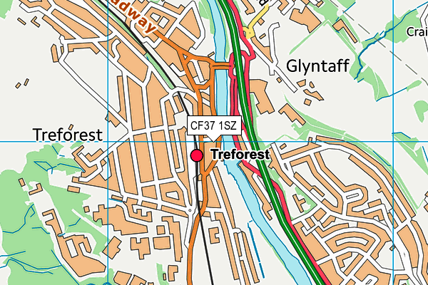 CF37 1SZ map - OS VectorMap District (Ordnance Survey)