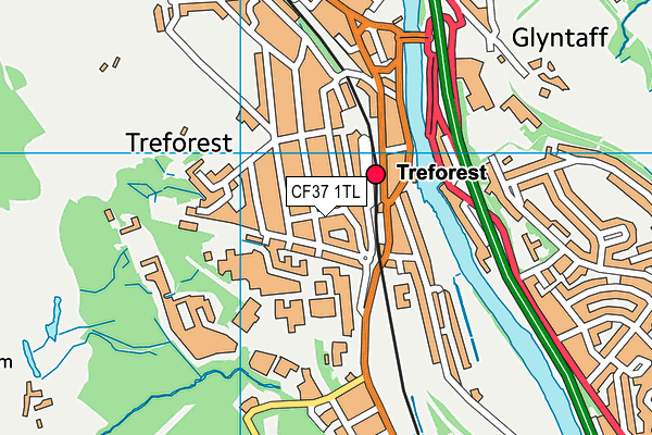 CF37 1TL map - OS VectorMap District (Ordnance Survey)