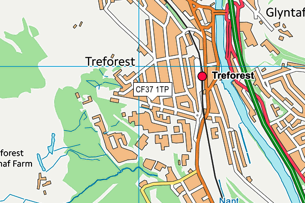 CF37 1TP map - OS VectorMap District (Ordnance Survey)