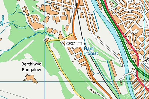 CF37 1TT map - OS VectorMap District (Ordnance Survey)