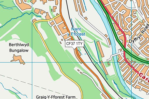 CF37 1TY map - OS VectorMap District (Ordnance Survey)