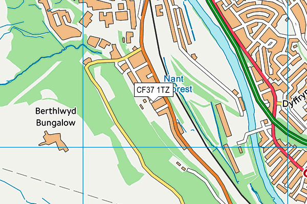 CF37 1TZ map - OS VectorMap District (Ordnance Survey)