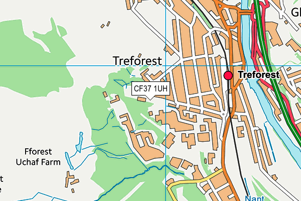 CF37 1UH map - OS VectorMap District (Ordnance Survey)