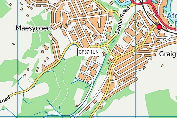 CF37 1UN map - OS VectorMap District (Ordnance Survey)