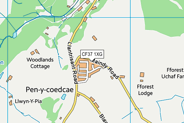 CF37 1XG map - OS VectorMap District (Ordnance Survey)