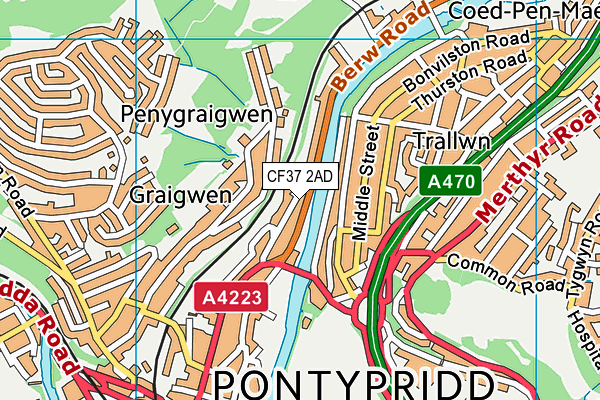 CF37 2AD map - OS VectorMap District (Ordnance Survey)