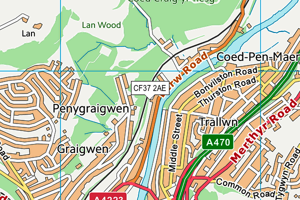 CF37 2AE map - OS VectorMap District (Ordnance Survey)