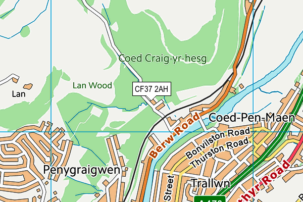 CF37 2AH map - OS VectorMap District (Ordnance Survey)