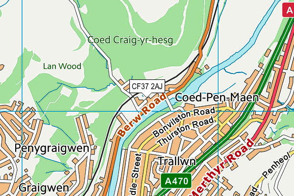 CF37 2AJ map - OS VectorMap District (Ordnance Survey)