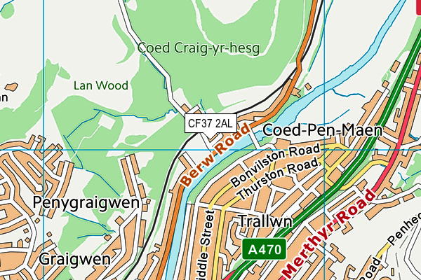 CF37 2AL map - OS VectorMap District (Ordnance Survey)