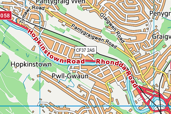 CF37 2AS map - OS VectorMap District (Ordnance Survey)