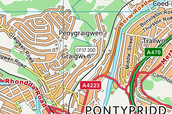 CF37 2DD map - OS VectorMap District (Ordnance Survey)