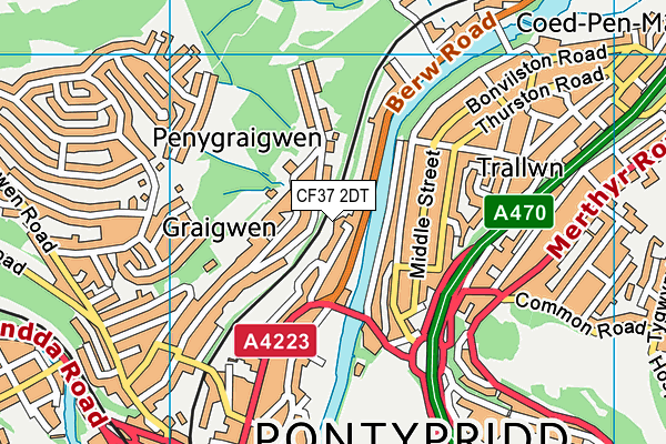 CF37 2DT map - OS VectorMap District (Ordnance Survey)