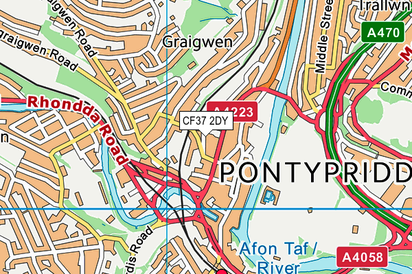 CF37 2DY map - OS VectorMap District (Ordnance Survey)