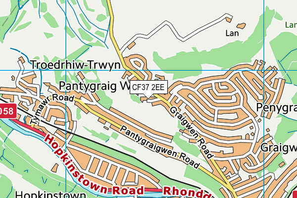 CF37 2EE map - OS VectorMap District (Ordnance Survey)