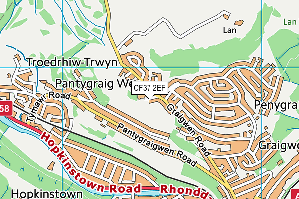 CF37 2EF map - OS VectorMap District (Ordnance Survey)