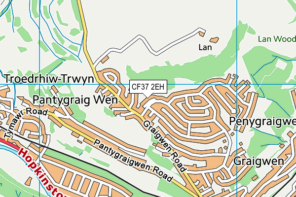 CF37 2EH map - OS VectorMap District (Ordnance Survey)