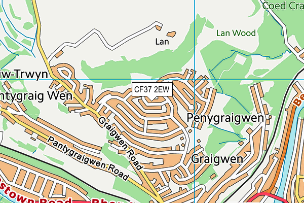 CF37 2EW map - OS VectorMap District (Ordnance Survey)