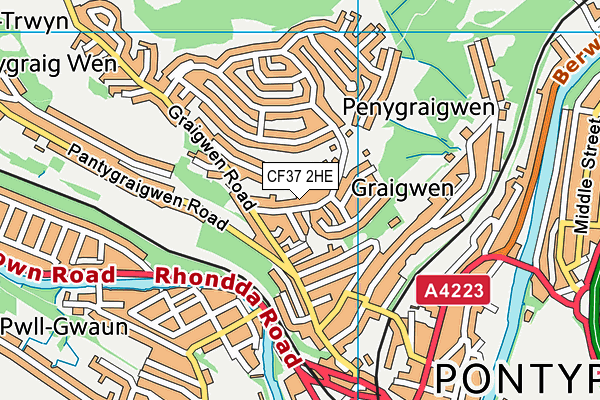 CF37 2HE map - OS VectorMap District (Ordnance Survey)