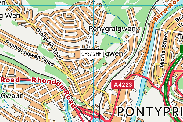 CF37 2HF map - OS VectorMap District (Ordnance Survey)