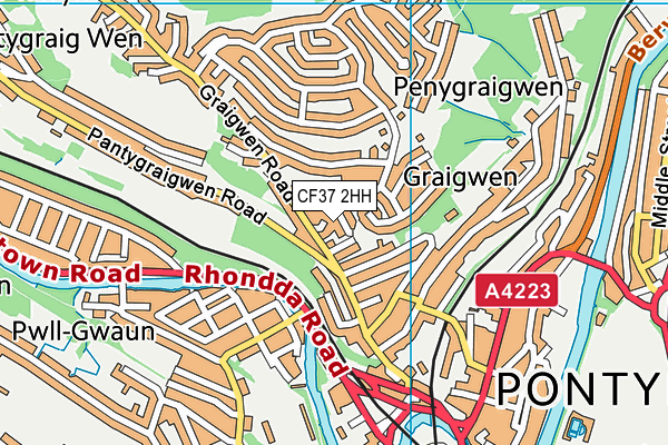 CF37 2HH map - OS VectorMap District (Ordnance Survey)