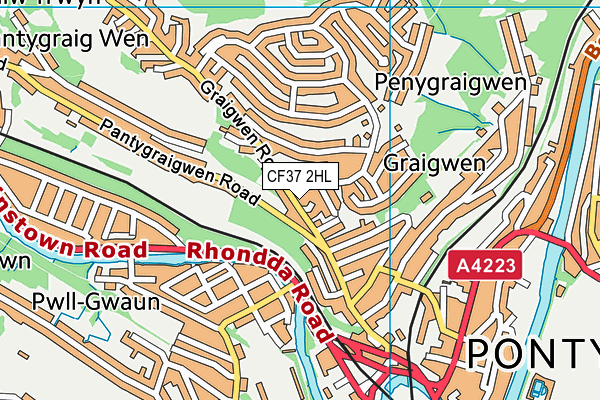 CF37 2HL map - OS VectorMap District (Ordnance Survey)