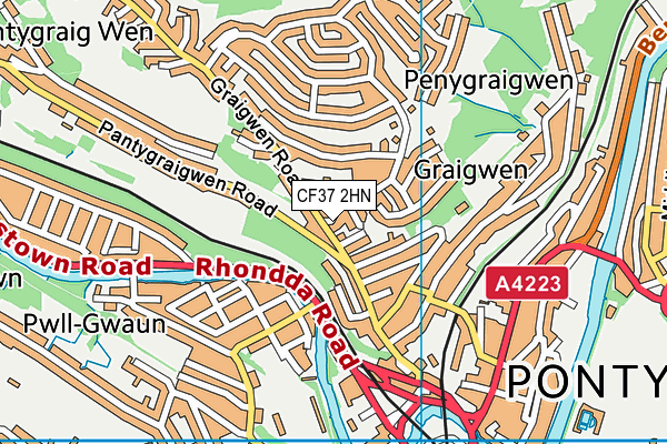 CF37 2HN map - OS VectorMap District (Ordnance Survey)