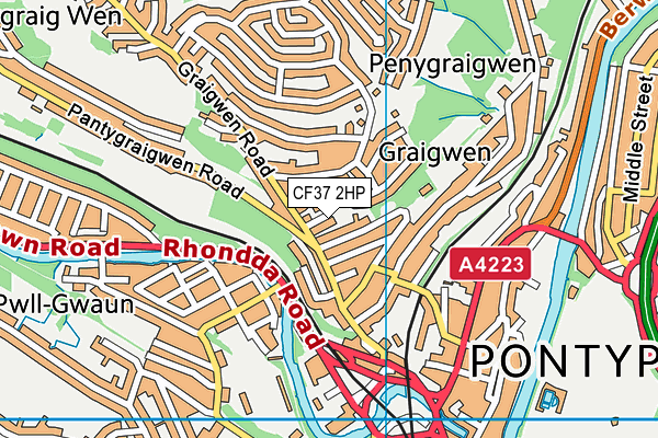 CF37 2HP map - OS VectorMap District (Ordnance Survey)