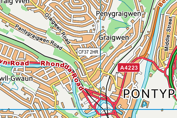 CF37 2HR map - OS VectorMap District (Ordnance Survey)