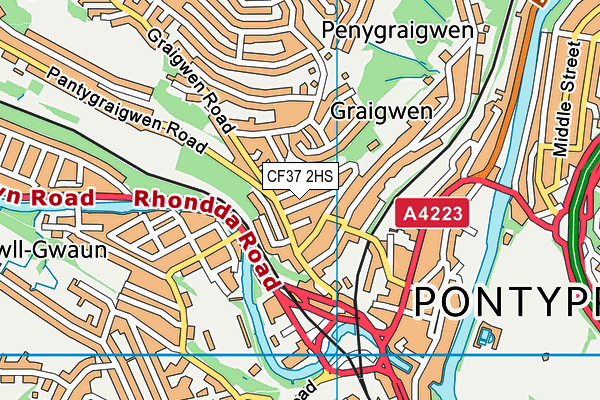 CF37 2HS map - OS VectorMap District (Ordnance Survey)