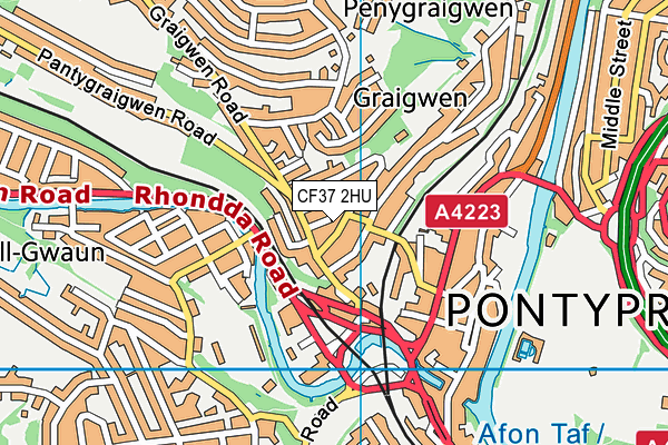 CF37 2HU map - OS VectorMap District (Ordnance Survey)